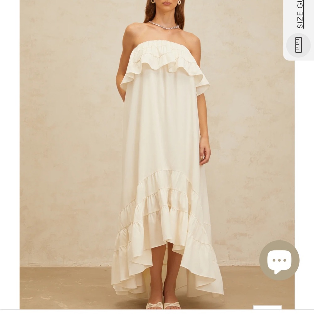 Bénédicte White Vibrant Off Shoulder Shirred Maxi Dress